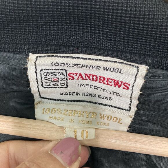 St Andrews Vintage Wool Blazer Womens Sz 10 Black Beaded Embellished Zephyr Wool - Picture 12 of 12